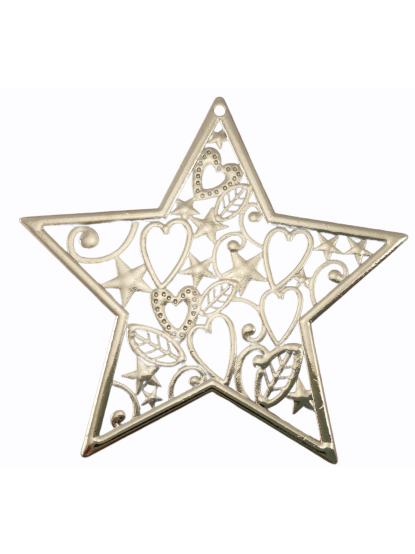 Γούρι αστέρι μεταλλικό ασημί με σχεδιάκια
