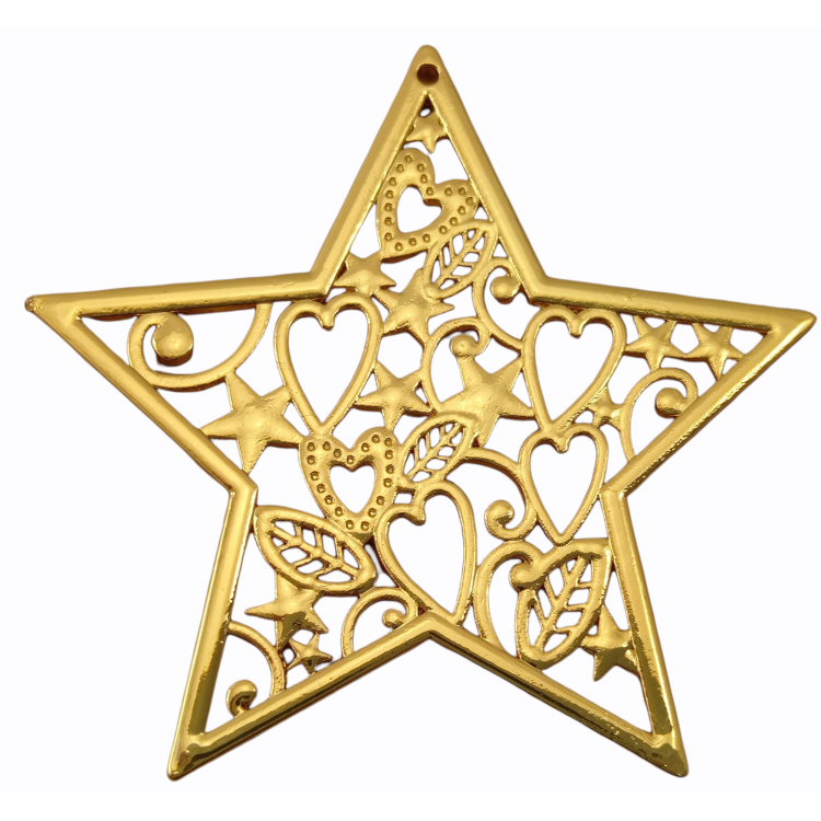Γούρι αστέρι μεταλλικό χρυσό με σχεδιάκια