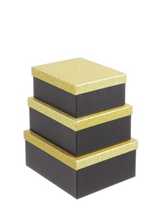 Κουτί χάρτινο με καπάκι glitter χρυσό