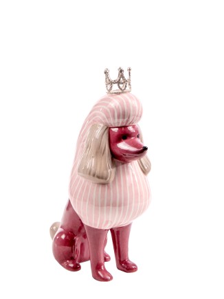Σκυλίτσα κεραμική με στέμμα ροζ-σάπιο μήλο 13x7x17,5cm