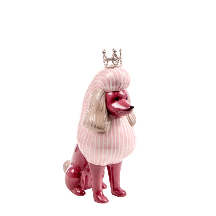 Σκυλίτσα κεραμική με στέμμα ροζ-σάπιο μήλο 13x7x17,5cm