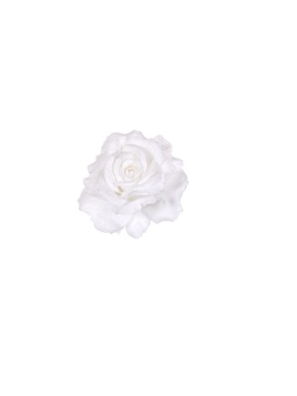 Τριαντάφυλλο πικ υφασμ.λευκό με glitter