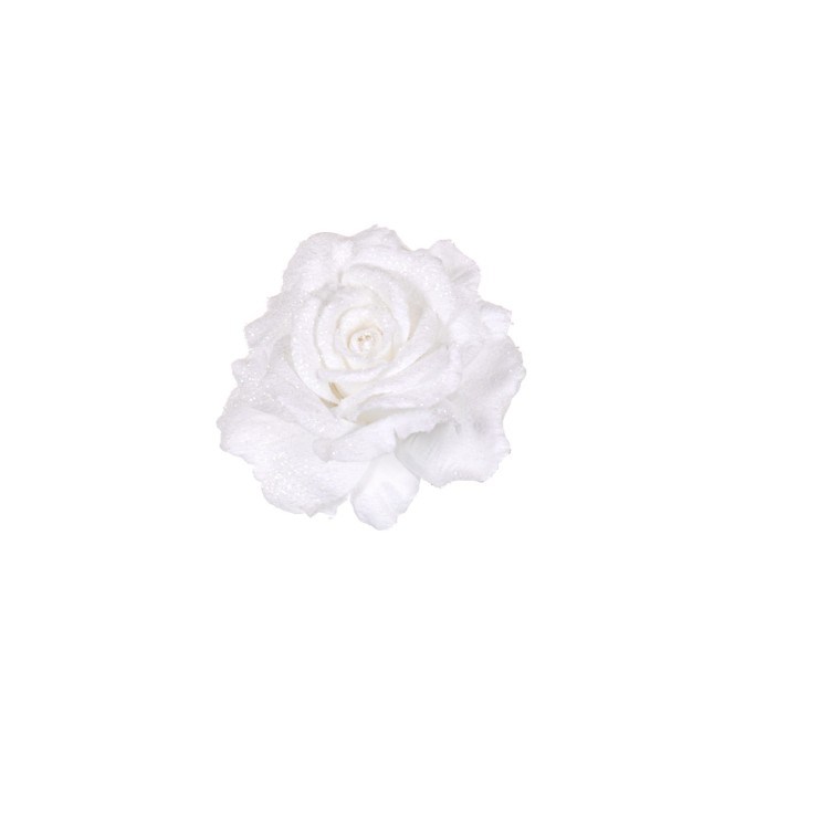 Τριαντάφυλλο πικ υφασμ.λευκό με glitter
