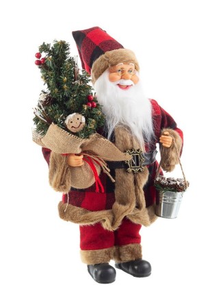 Άγιος Βασίλης κόκκινος καρώ με δεντράκι 40cm