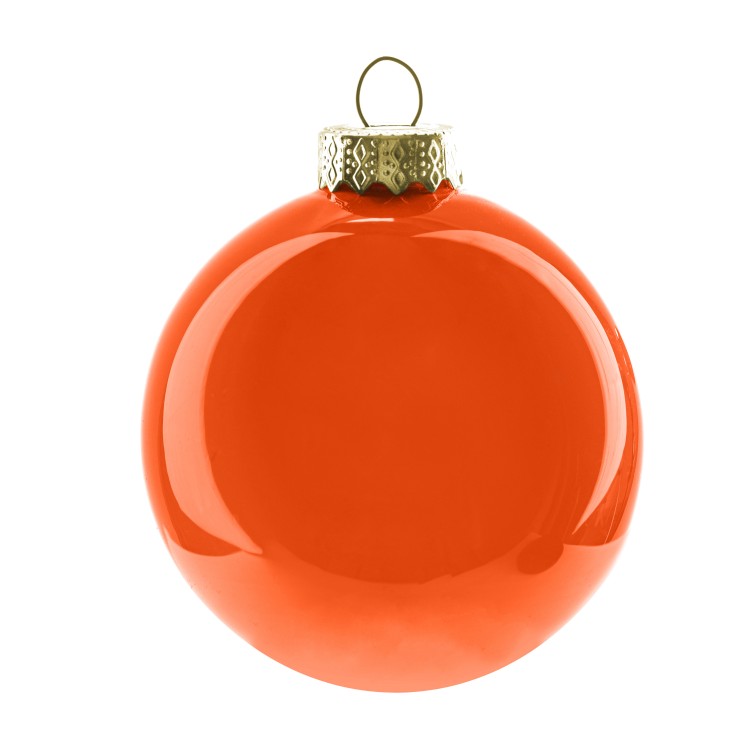 Χριστουγεννιάτικη μπάλα γυάλινη πορτοκαλί 8cm (σετ 8τεμ.)