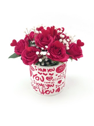 Κασπώ "I love you"με κόκκινα τριαντάφυλλα και καρδούλες