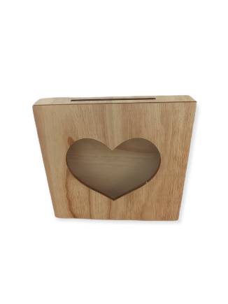 Κουτί ευχών ξύλινο τετράγωνο με καρδιά