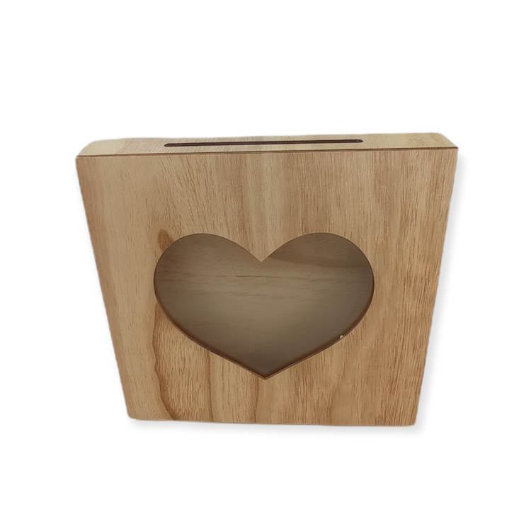 Κουτί ευχών ξύλινο τετράγωνο με καρδιά
