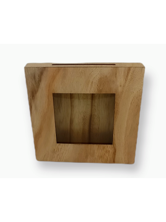 Κουτί ευχών ξύλινο τετράγωνο με διαφάνεια