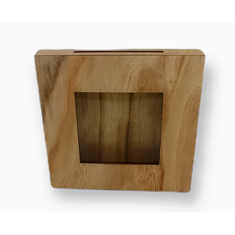 Κουτί ευχών ξύλινο τετράγωνο με διαφάνεια