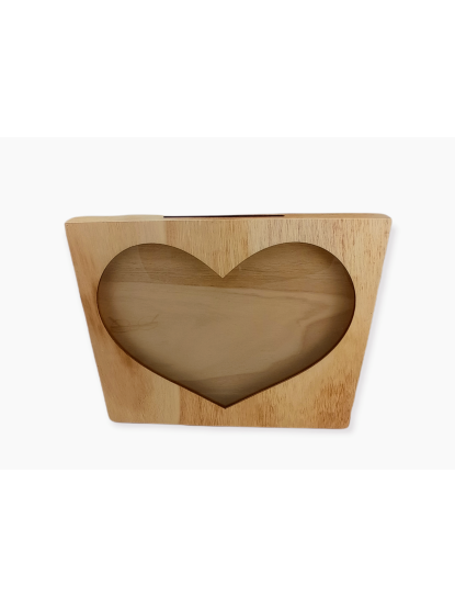 Κουτί ευχών ξύλινο ορθογώνιο με καρδιά