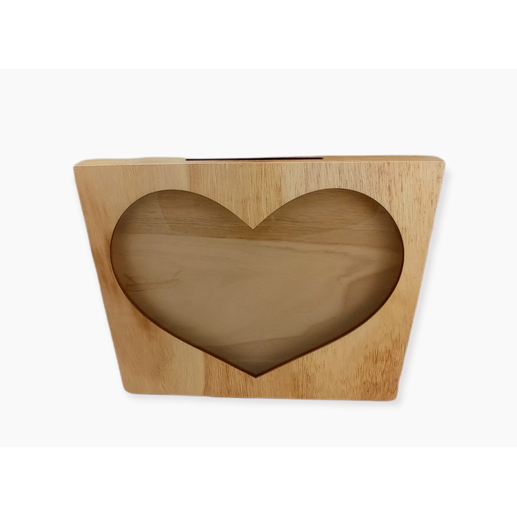 Κουτί ευχών ξύλινο ορθογώνιο με καρδιά