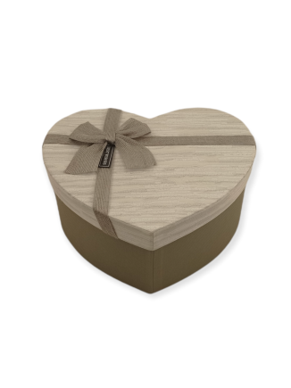 Κουτί χάρτινο καρδιά γκρι με φιόγκο μεσαίο