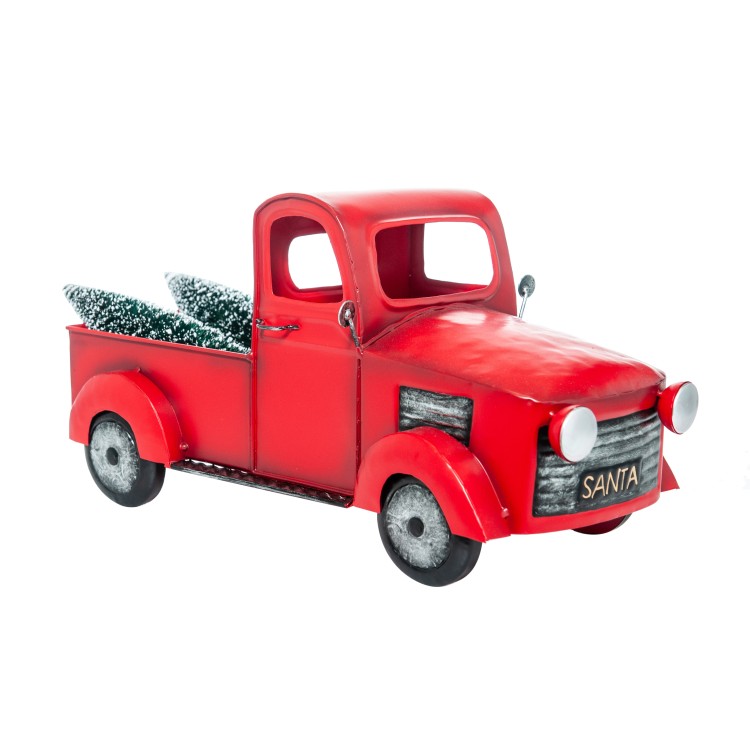 Χριστουγεννιάτικο μεταλλικό φορτηγό κόκκινο 45,5x18,5x21cm