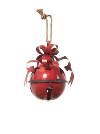 Χριστουγεννιάτικη κουδούνα μεταλλική κρεμαστή κόκκινη 18x18x26cm