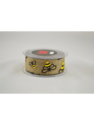 Κορδέλα καμβάς με μελισσάκια 23mm το μέτρο