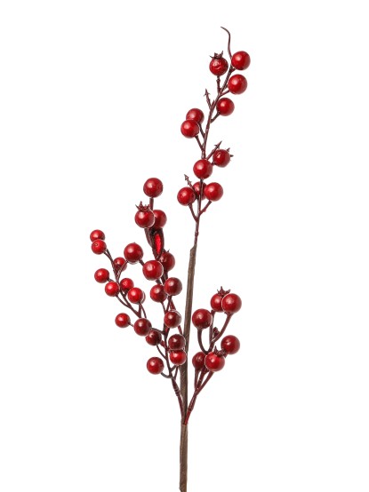 Χριστουγεννιάτικο διακοσμητικό κλαδί με ροδάκια κόκκινα 48cm