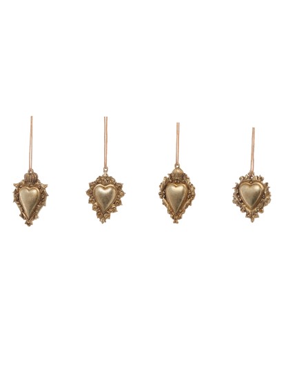 Διακοσμητικό στολίδι καρδιά χρυσή πήλινη 10cm