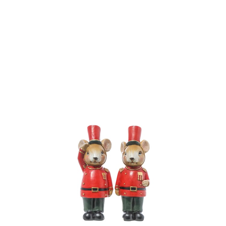 Χριστουγεννιάτικο διακοσμητικό ποντικάκι στρατιώτης πολυρεζίν 11,5cm