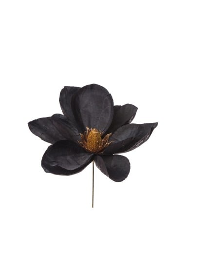 Διακοσμητικό λουλούδι πικ Μανώλια υφασμάτινη μαύρη 18cm