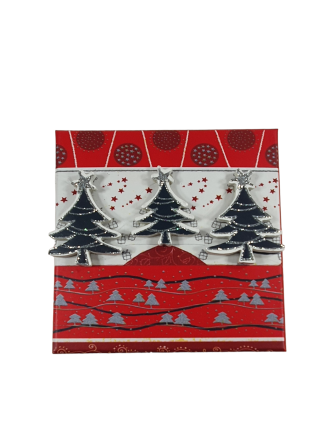 Χριστουγεννιάτικο κουτί χάρτινο με δεντράκια glitter 11x11x6,5cm