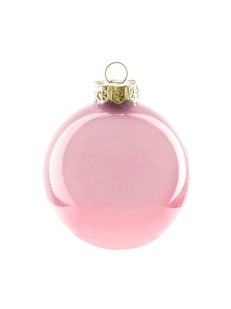 Χριστουγεννιάτικη μπάλα γυάλινη ροζ 40mm(συσκ.18τεμ)
