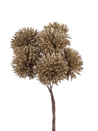 Χριστουγεννιάτικο λουλούδι κλέφτης glitter χρυσό μάτσο 6 τεμ 12cm