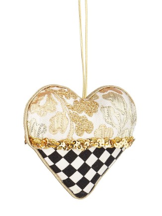 Χριστουγεννιάτικη καρδιά καρώ με glitter χρυσό 11,5cm