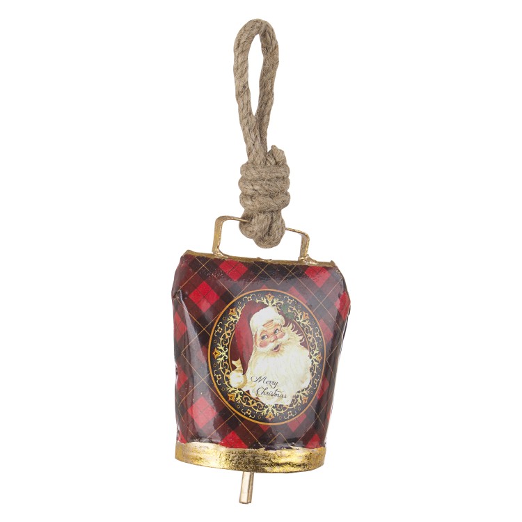 Χριστουγεννιάτικη μεταλλική κουδούνα με άγιο βασίλη 10,5cm