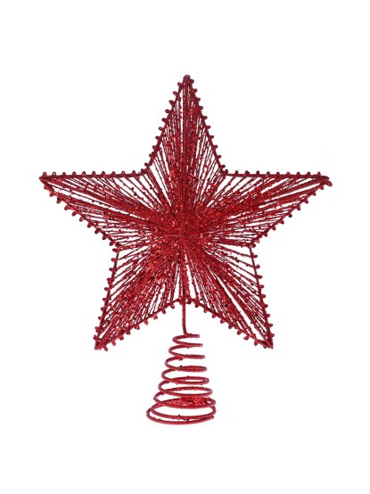Χριστουγεννιάτικη κορυφή δέντρου συρμάτινη κόκκινη glitter 25x30cm
