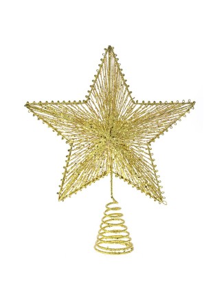 Χριστουγεννιάτικη κορυφή δέντρου συρμάτινη χρυσή glitter 25x30cm
