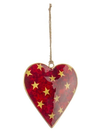 Χριστουγεννιάτικη καρδιά μεταλλική με αστέρια 10cm