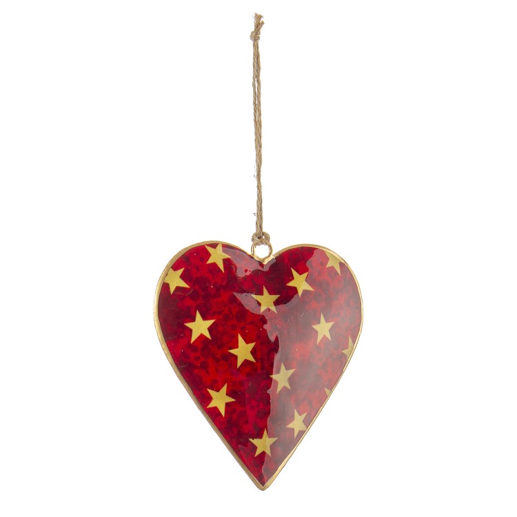 Χριστουγεννιάτικη καρδιά μεταλλική με αστέρια 10cm