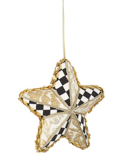Χριστουγεννιάτικο κρεμαστό αστέρι καρώ με χρυσό 14x4x13cm