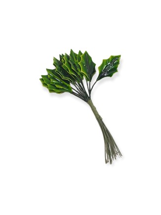 Διακοσμητικό κλαδάκι φύλλα γκυ (μάτσο 12τεμ) 10,5cm