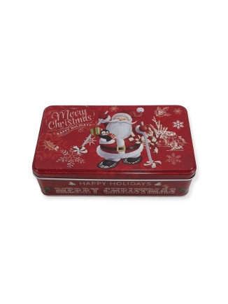 Χριστουγεννιάτικο κουτί μεταλλικό με Άγ.Βασίλη Merry Christmas 13x18x5,5cm