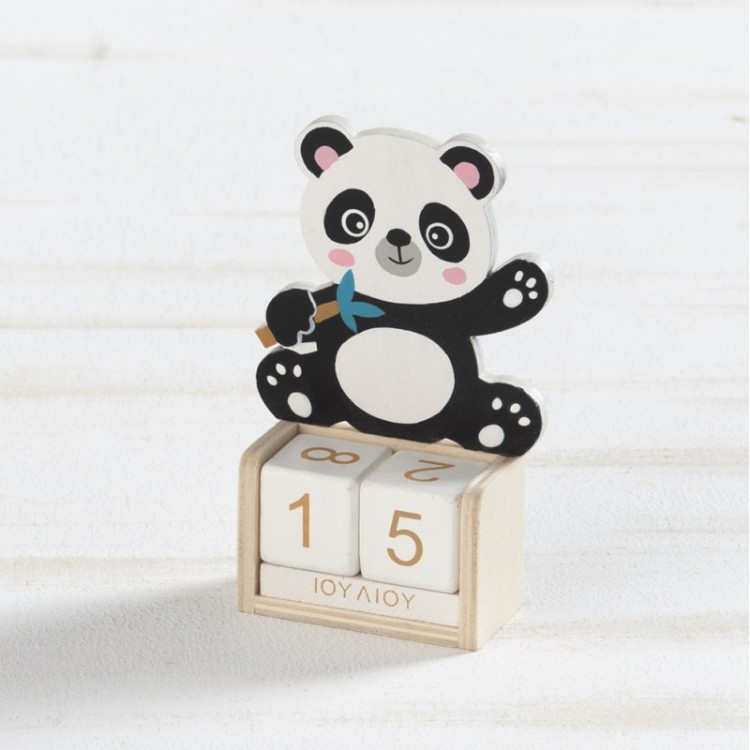 Μπομπονιέρα βάπτισης ξύλινο ημερολόγιο Panda