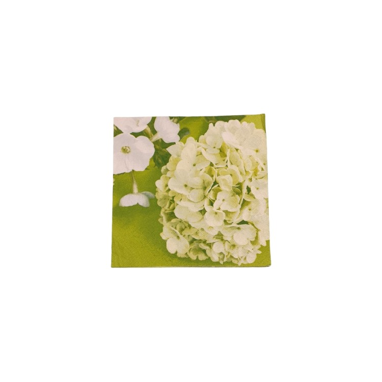 Χαρτοπετσέτα λαχανί-λευκή ορτανσία 33 x 33cm
