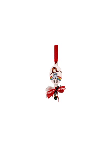 Πασχαλινή λαμπάδα κοριτσάκι πάνω σε ουράνιο τόξο με κόσμημα