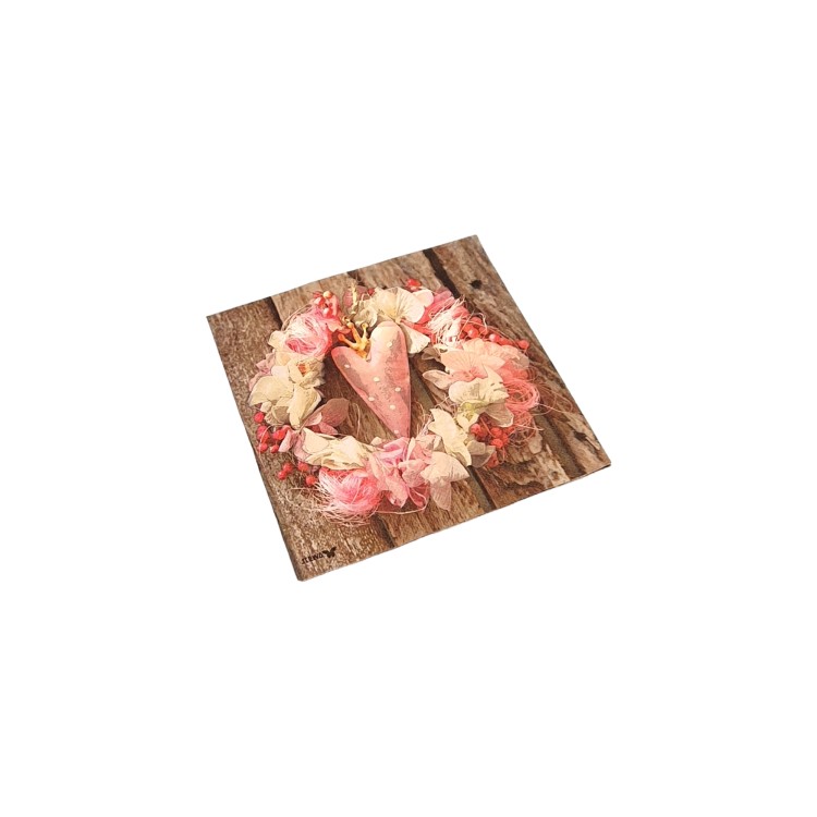 Χαρτοπετσέτα στεφάνι από λουλούδια με καρδιά 33x33(20τεμ)