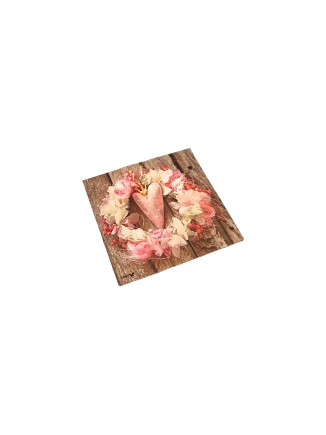 Χαρτοπετσέτα στεφάνι από λουλούδια με καρδιά 33x33 το τεμ