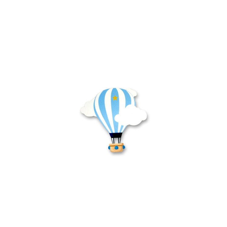 Ξύλινο αερόστατο ριγέ με συννεφάκια