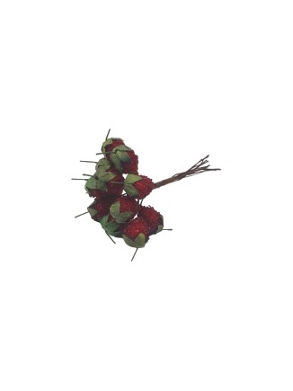 Διακοσμητικές συνθετικές φράουλες μάτσο 12τεμ με σύρμα