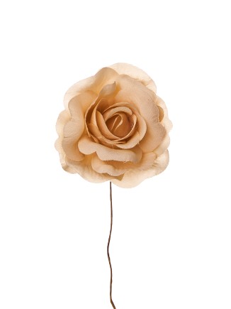Διακοσμητικό τριαντάφυλλο υφασμάτινο μπεζ 12.5cm