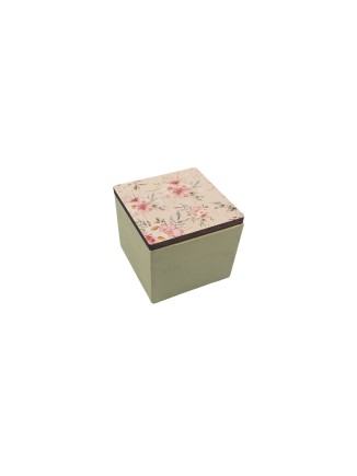 Κουτί χάρτινο λαχανί και ξύλινο καπάκι με λουλούδια