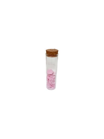 Μπομπονιέρα βάπτισης δοκιμαστικός σωλήνας με πέταλα σαπουνιού ροζ