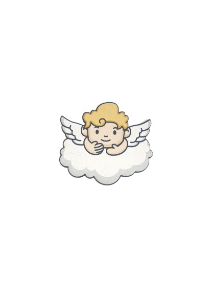 Ξύλινο μοτίφ αγγελάκι πάνω σε σύννεφο
