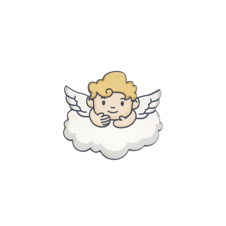 Ξύλινο μοτίφ αγγελάκι πάνω σε σύννεφο