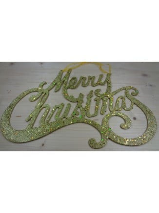 Πινακίδα Merry Christmas glitter χρυσή γίγας