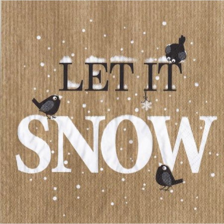 Χαρτοπετσέτα "Let It Snow" χρυσή 33x33cm (20τεμ)